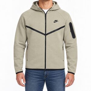 Nike Men’s Tech Fleece Full Zip Jacket Hoodie Beige Camel Size XL
